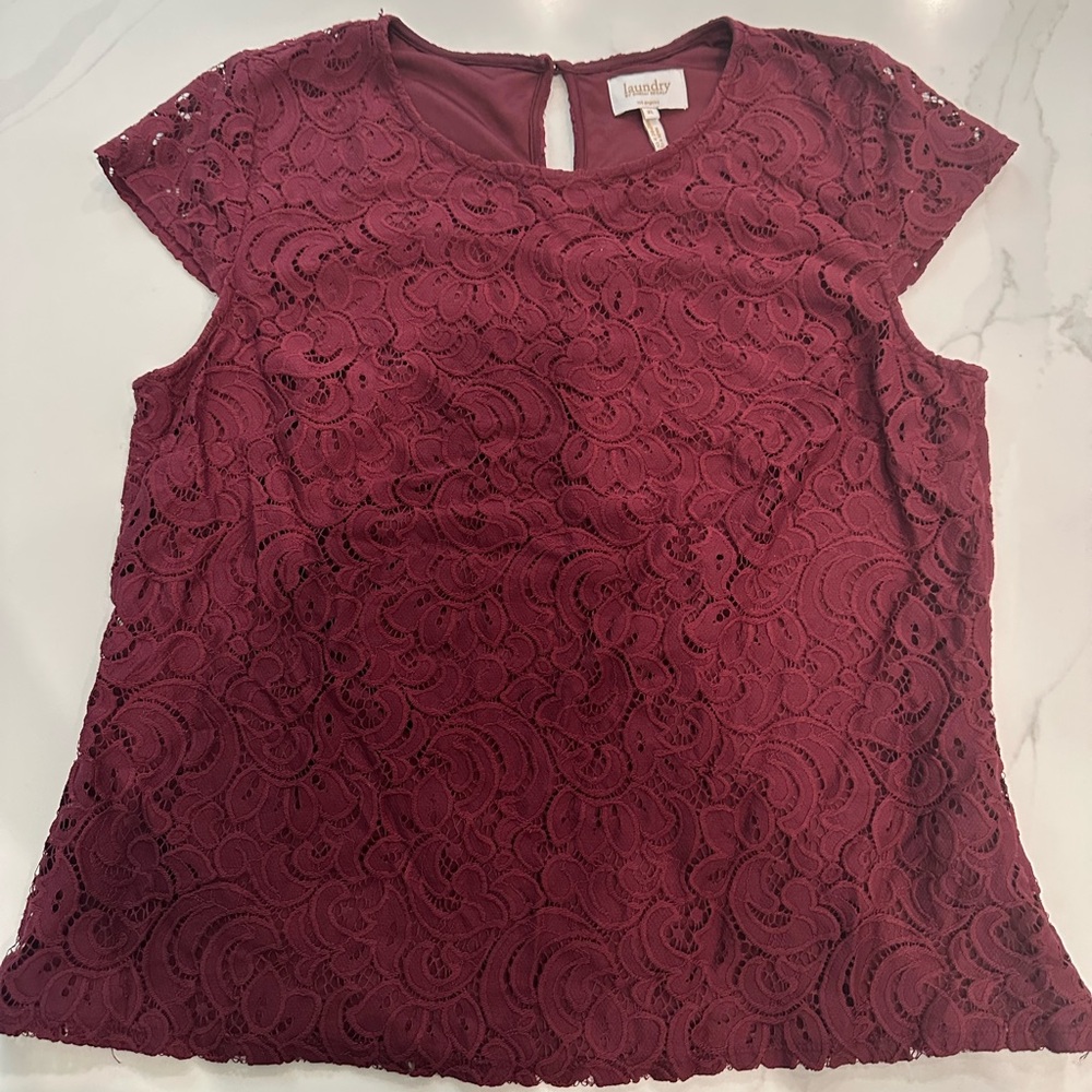 Laundry By Shelli Segal Red Lace Top